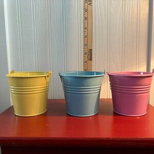 Lot of thee pastel pails for Easter or spring decor
